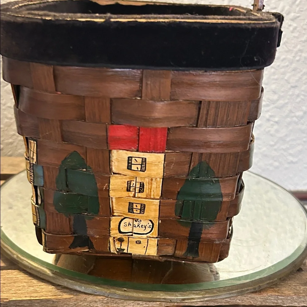 Handcrafted  Caro Nan Village Scene Basket repurposed